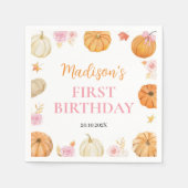 Herfst Herfst pompoen meisje verjaardag Servet (Voorkant)