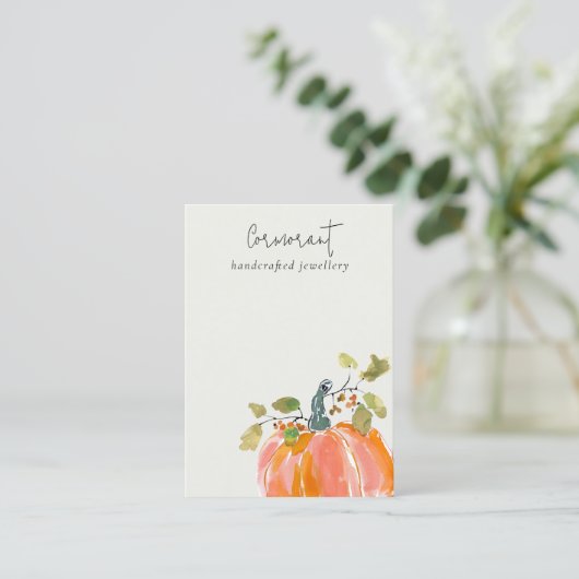Herfst Herfst Pompoen Oorbel Ketting Blank Display Visitekaartje (Staand voorkant)