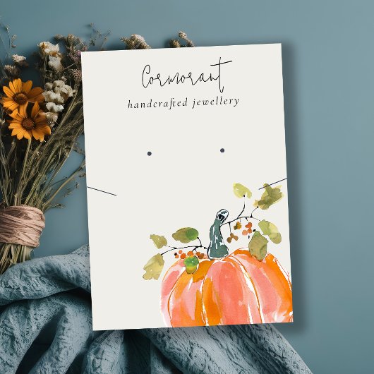 Herfst Herfst Pompoen Oorbel Ketting Display Visitekaartje