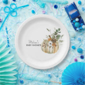 Herfst herfst pompoen rustiek bloemig groen papieren bordje (Feest)