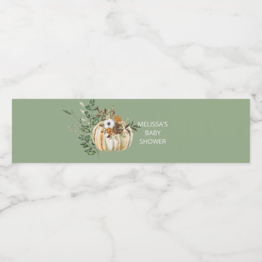 Herfst herfst pompoen rustieke bruine bloem waterfles etiket (Enkel label)