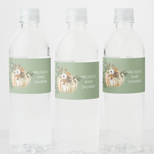 Herfst herfst pompoen rustieke bruine bloem waterfles etiket