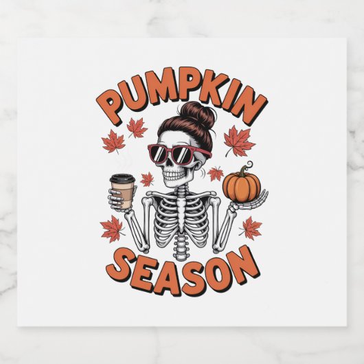 Herfst Herfst Pompoen Seizoen Sparkling Wijnetiket (Enkel label)