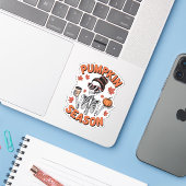 Herfst Herfst Pompoen Seizoen Sticker (Laptop met iPhone)
