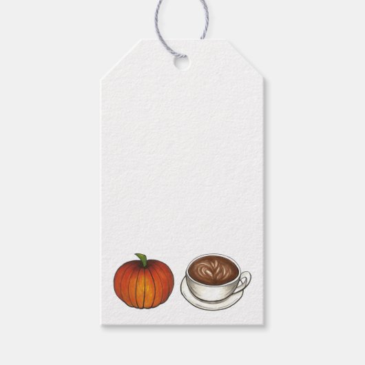 Herfst Herfst Pompoen Spice Latte Coffee Oktober Cadeaulabel (Voorkant)