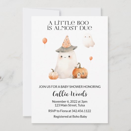 Herfst herfst pompoen spook Baby shower Kaart (Voorkant)