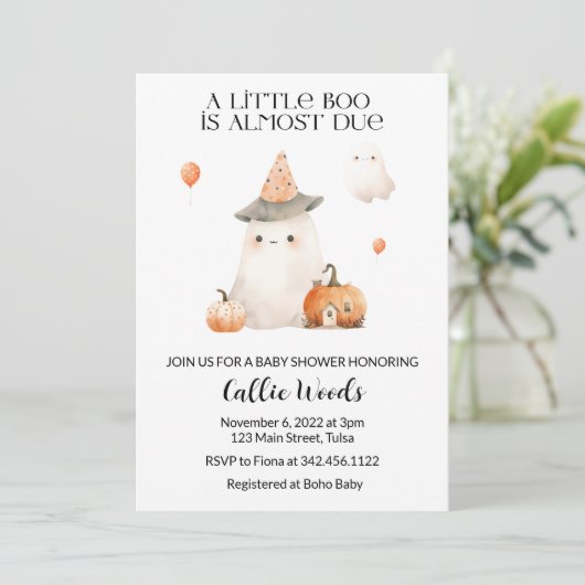 Herfst herfst pompoen spook Baby shower Kaart (Staand voorkant)