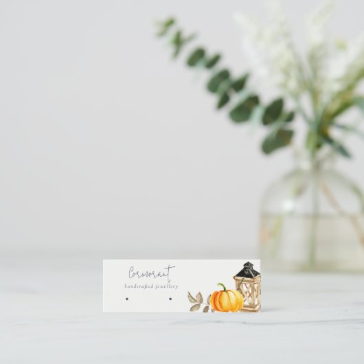 Herfst Herfst Pompoen Stud Loop Hoop Oorbel Displa Mini Visitekaartje (Staand voorkant)