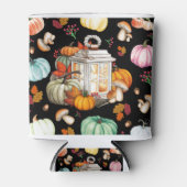 Herfst Herfst Pompoen Theme Black Can Koozie Coole (Voorkant)