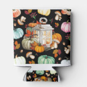 Herfst Herfst Pompoen Theme Black Can Koozie Coole (Achterkant)