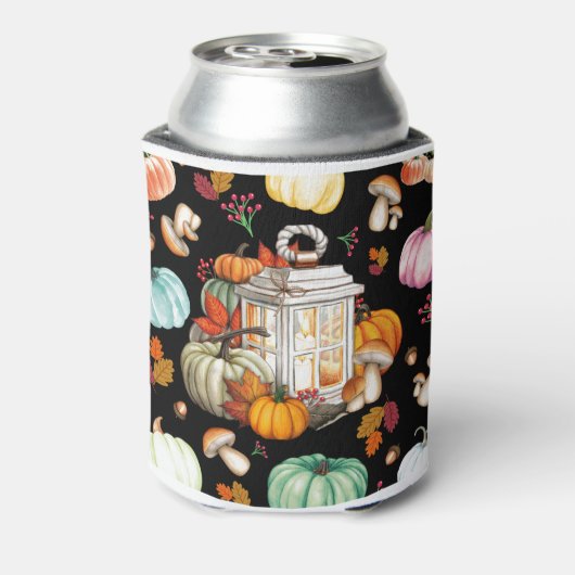 Herfst Herfst Pompoen Theme Black Can Koozie Coole (Blikje Achterkant)