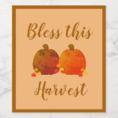 Herfst/herfst/pompoen Wijn Etiket (Enkel label)