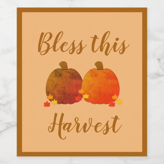 Herfst/herfst/pompoen Wijn Etiket (Enkel label)