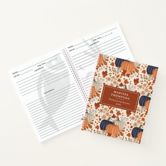 Herfst Herfst Pompoen Wildflower Thanksgiving Rece Notitieboek (Binnen)