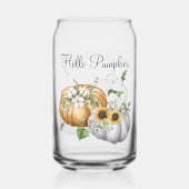 Herfst Herfst Pompoen Zonnebloem en Katoen Bloemen Blikvorm Glas (Achterkant)