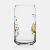 Herfst Herfst Pompoen Zonnebloem en Katoen Bloemen Blikvorm Glas (Links)