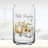 Herfst Herfst Pompoen Zonnebloem en Katoen Bloemen Blikvorm Glas