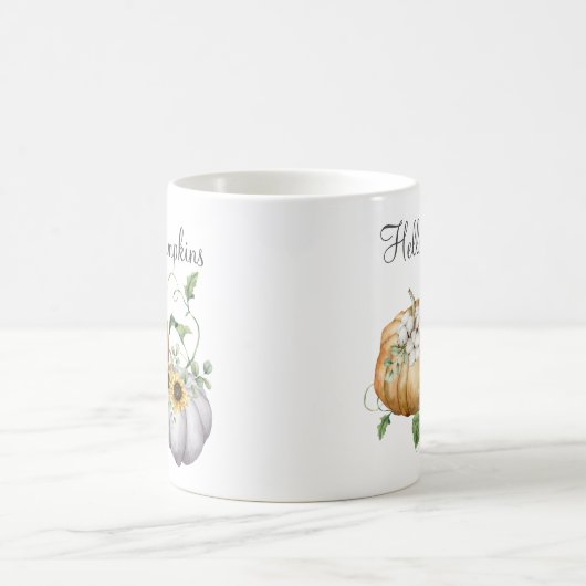 Herfst Herfst Pompoen Zonnebloem en Katoen Bloemen Koffiemok (Center)