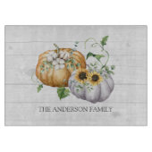 Herfst Herfst Pompoen Zonnebloem en Katoen Bloemen Snijplank (Voorkant)