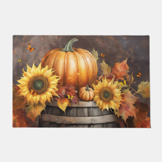 Herfst herfst pompoen zonnebloemen land deurmat