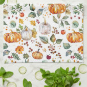 Herfst Herfst Pompoenen & Bladeren Keuken | vakant Theedoek (Gevouwen)