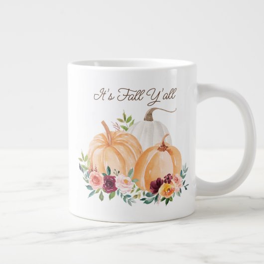 Herfst Herfst Pompoenen en Bloemen Grote Koffiekop (Rechts)