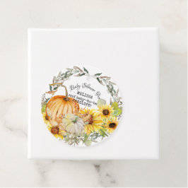 Herfst Herfst Pompoenen in Zonnebloemen Baby showe Bedankjes Labels