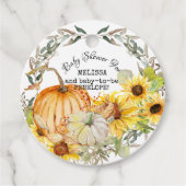 Herfst Herfst Pompoenen in Zonnebloemen Baby showe Bedankjes Labels (Voorkant)