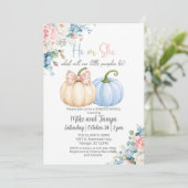 Herfst Herfst pompoenen onthullen genderuitnodigin Kaart (Staand voorkant)