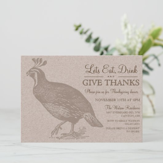 Herfst Herfst Potluck Thanksgiving Uitnodiging (Staand voorkant)