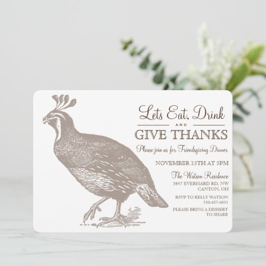 Herfst Herfst Potluck Vriendsgiving Uitnodiging (Staand voorkant)