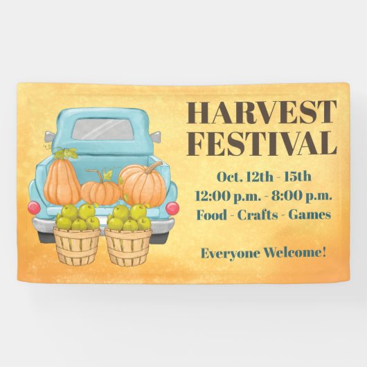Herfst herfst Pumpkin Harvest Festival Spandoek (Horizontaal)