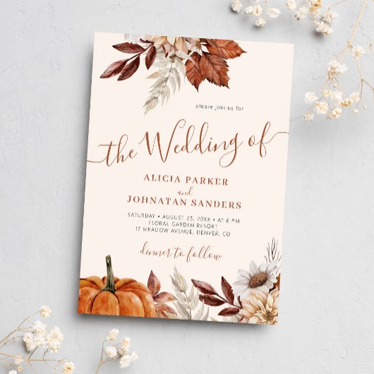 Herfst herfst QR code boho botanische bruiloft Kaart