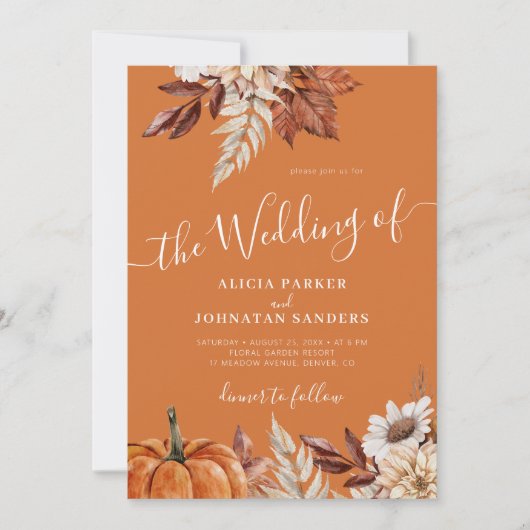 Herfst herfst QR code botanische roest sinaasappel Kaart (Voorkant)