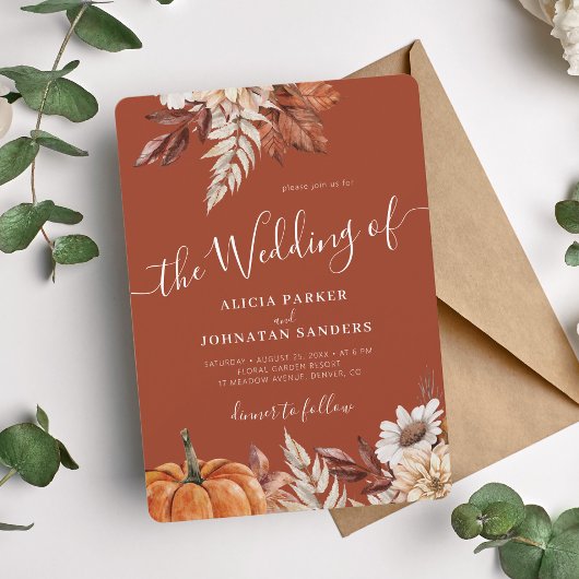 Herfst herfst QR code botanische terracotta bruilo Kaart