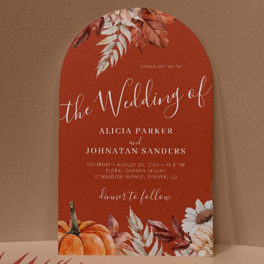 Herfst herfst QR code botanische terracotta bruilo Kaart