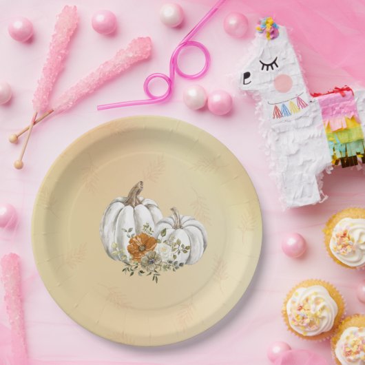 Herfst herfst roest witte pompoenen bruiloft papieren bordje (Feest)