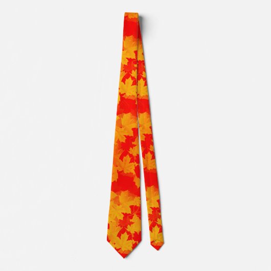 Herfst herfst rood en gouden bladeren patroon stropdas (Voorkant)