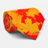 Herfst herfst rood en gouden bladeren patroon stropdas (Opgerold)