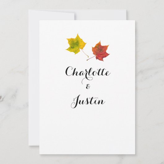 Herfst Herfst Rood Gouden Repetitie Diner Uitnodig Kaart (Achterkant)