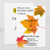 Herfst Herfst Rood Gouden Repetitie Diner Uitnodig Kaart (Voorkant / Achterkant)