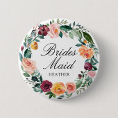 Herfst Herfst Roos Bloem Bloemen Krans Bruidsmeisj Ronde Button 5,7 Cm (Voorkant)