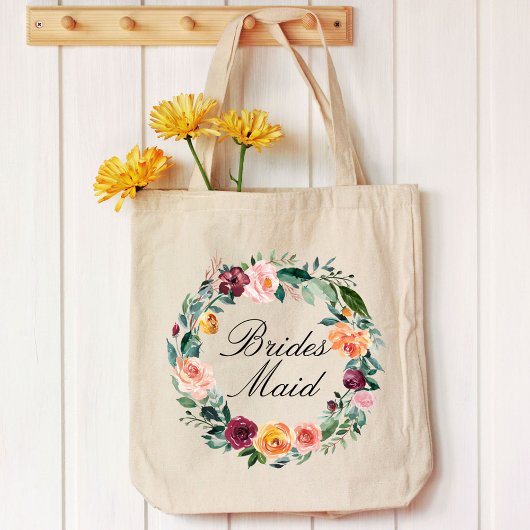 Herfst Herfst Roos Bloem Bloemen Krans Bruidsmeisj Tote Bag