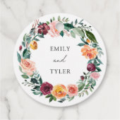 Herfst Herfst Roos Bloem Bloemen Krans Trouwen Bedankjes Labels (Achterkant)