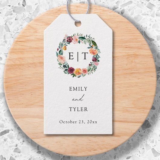 Herfst Herfst Roos Bloem Bloemen Krans Trouwen Cadeaulabel