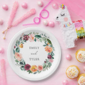 Herfst Herfst Roos Bloem Bloemen Krans Trouwen Papieren Bordje (Feest)