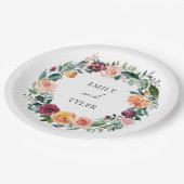Herfst Herfst Roos Bloem Bloemen Krans Trouwen Papieren Bordje (Gekanteld)