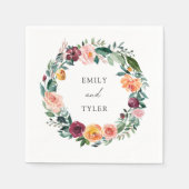 Herfst Herfst Roos Bloem Bloemen Krans Trouwen Servet (Voorkant)