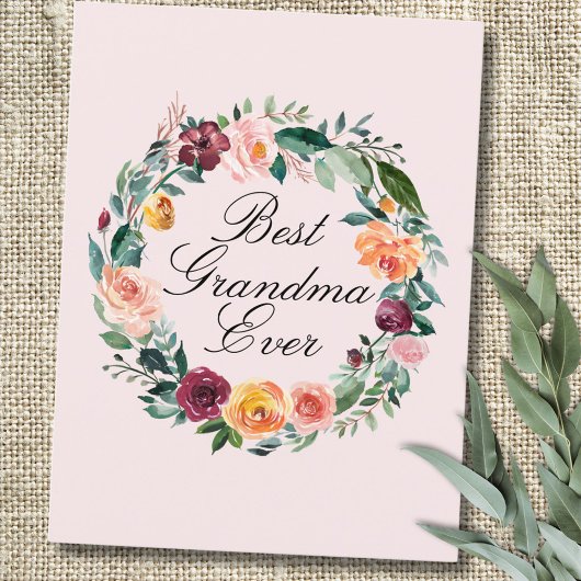 Herfst Herfst Roos Bloem Bloemenkrans Beste Oma Briefkaart