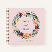 Herfst Herfst Roos Bloemen Krans Trouwen Gastboek Notitieboek (Voorkant)